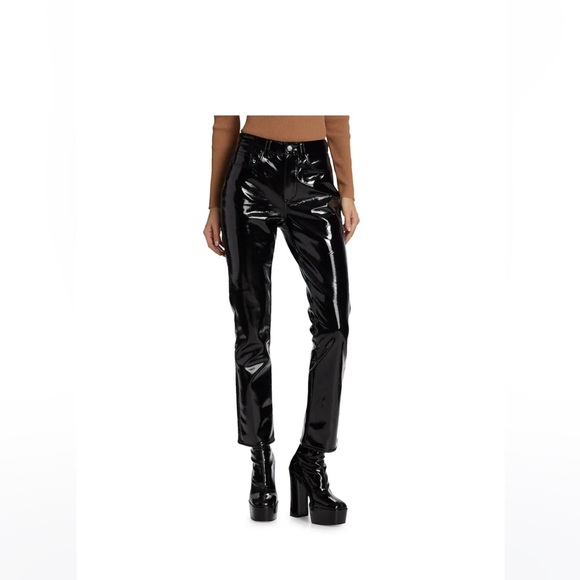 Simon Miller Pants - SIMON MILLER Vegan Patent Leather Straight Leg Pants